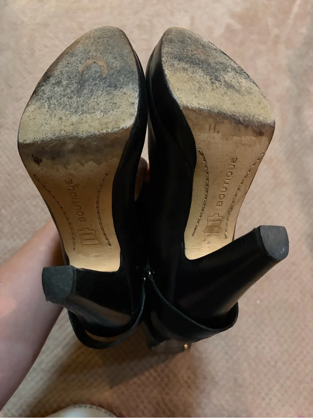 Over-the-Knee Black Leather High-Heel Boots